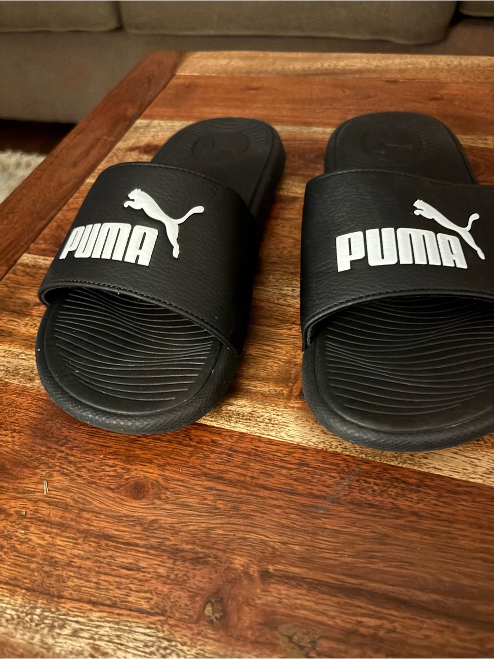 Puma Black Logo Slide Sandals